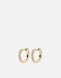 Miansai Earrings Linear Huggie Earrings, 14k Gold Pavé Polished Gold/Pave / Pair
