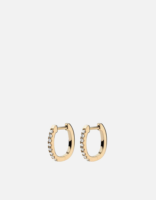 Miansai Earrings Linear Huggie Earrings, 14k Gold Pavé Polished Gold/Pave / Pair