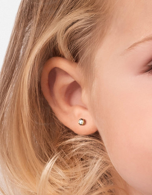 Miansai Earrings Mini Solitaire Studs, 14k Gold Pavé Polished Gold/Pave