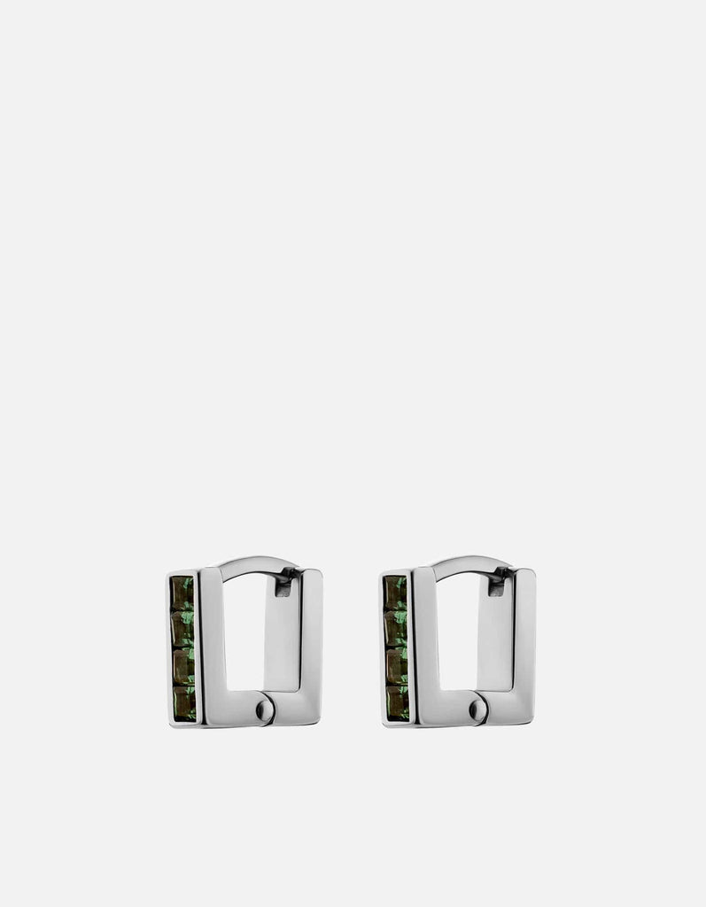 Miansai Earrings Quad Quartz Huggie Earrings, Sterling Silver Green / Pair