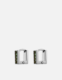 Miansai Earrings Quad Quartz Huggie Earrings, Sterling Silver Green / Pair