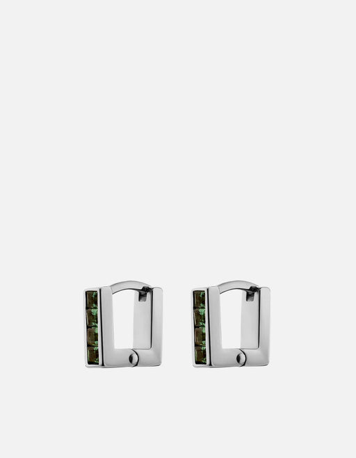 Miansai Earrings Quad Quartz Huggie Earrings, Sterling Silver Green / Pair