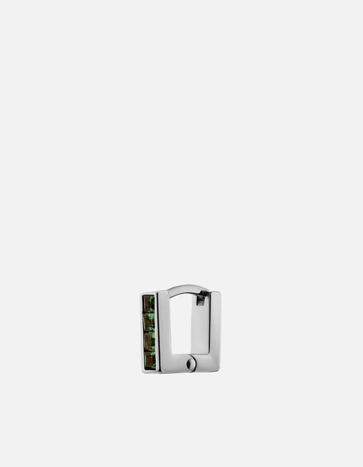 Miansai Earrings Quad Quartz Huggie Earring, Sterling Silver Green / Single
