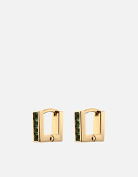 Miansai Earrings Quad Quartz Huggie Earrings, Gold Vermeil Green / Pair