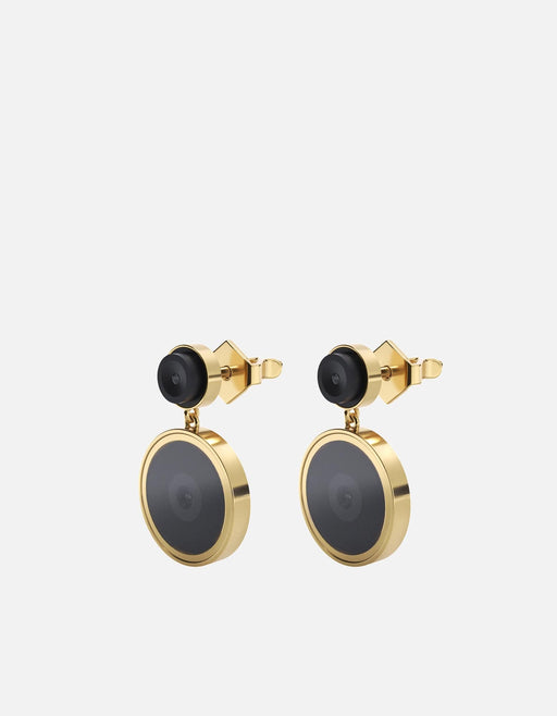 Miansai Earrings Dual Camera Dual Stud Earrings, 14k Gold Polished Gold / Pair