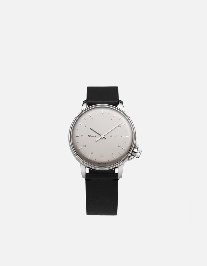 Miansai M12 Swiss M12 Swiss Silver Black Leather Black / R / Monogram: No