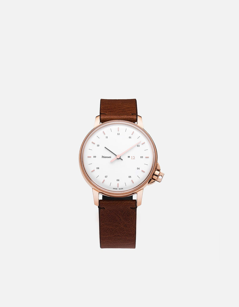 Miansai M12 Swiss M12 Swiss Rose|White Vintage Cognac Leather Vintage Cognac / R / Monogram: No