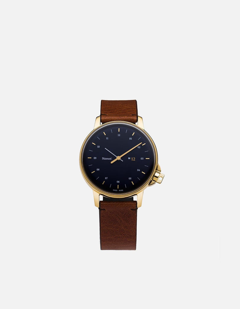 Miansai M12 Swiss M12 Swiss Gold|Navy Vintage Cognac Leather Vintage Cognac / R / Monogram: No