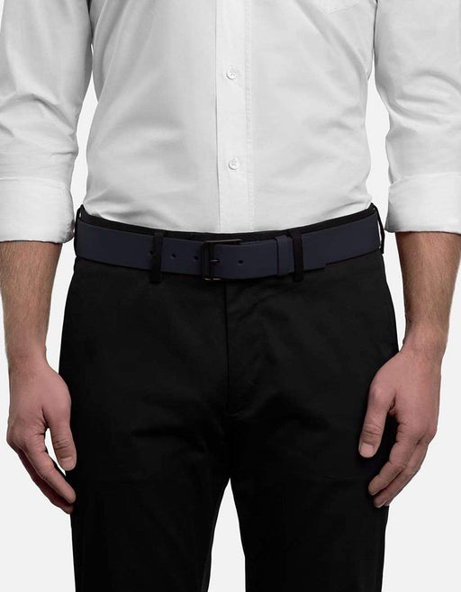 Miansai Belts Navy Leather Belt, Noir Buckle