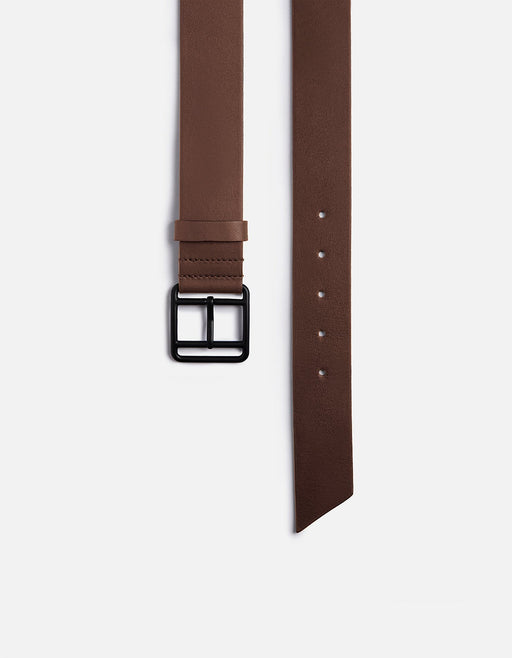 Miansai Belts Brown Leather Belt, Noir Buckle