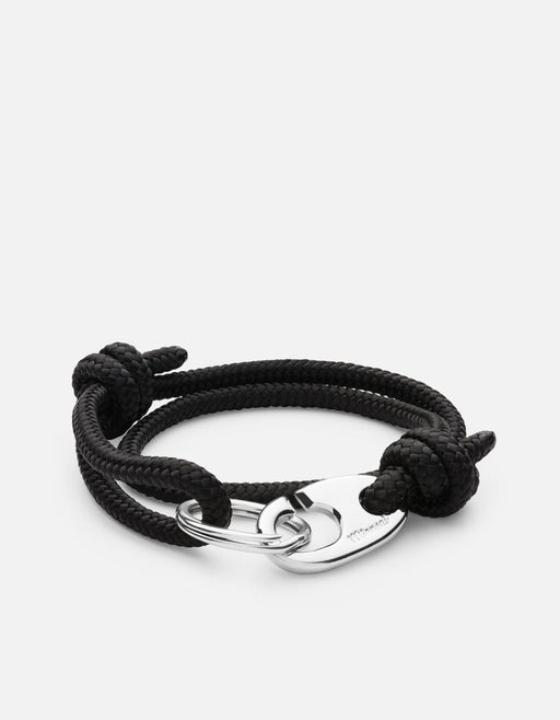 Miansai Keychains Brummel Rope Keychain, Sterling Silver Solid Black