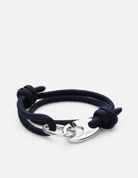 Miansai Keychains Brummel Rope Keychain, Sterling Silver Solid Navy