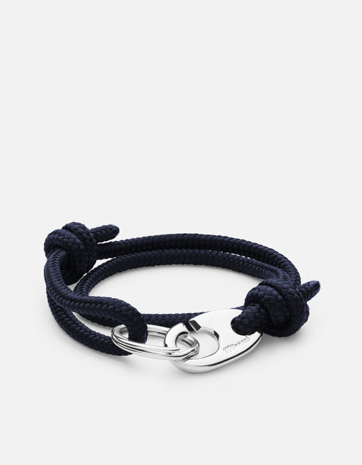 Miansai Keychains Brummel Rope Keychain, Sterling Silver Solid Navy
