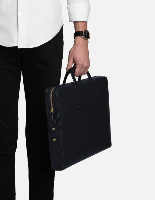 Miansai Bags Slim Briefcase, Textured Navy Blue Navy Blue / O/S