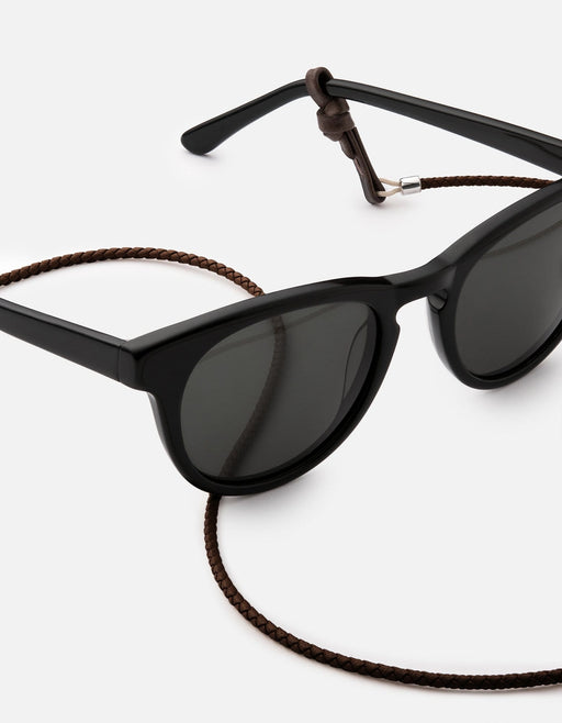 Miansai Dry Goods Nexus Braided Leather Sunglass Cord, Sterling Silver