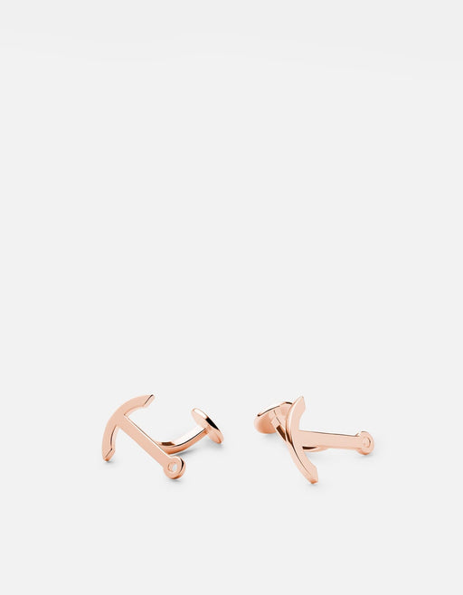 Miansai Cufflinks Modern Anchor Cufflink, Rose Plated Polished Rose / Pair